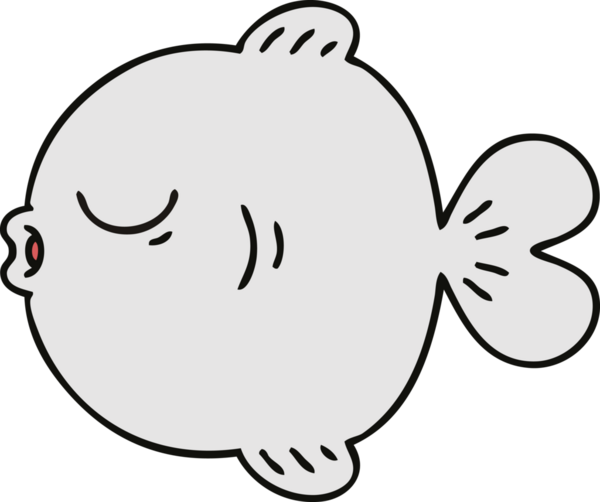 Bir insan tarafından çizilmiş garip bir karikatür balığı.