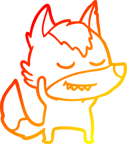 Bir insan tarafından çizilmiş dost canlısı bir kurt çizgi çizimi.