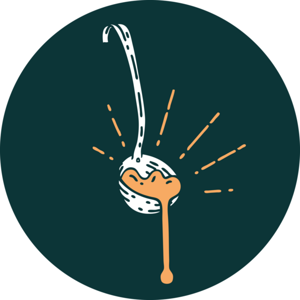 Bir insan tarafından çizilmiş et sosunun dövme stili bir ikonu