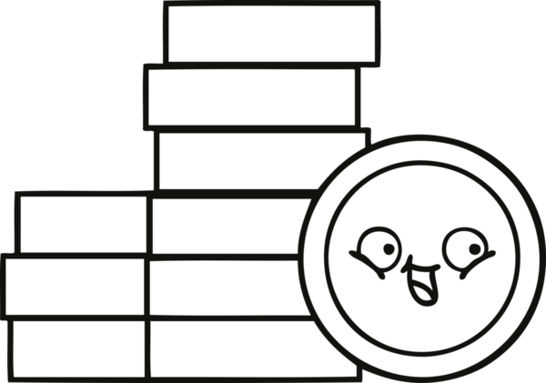 Bir insan tarafından çizilmiş bozuk paraların çizgi çizimi