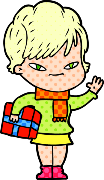 Bir insan tarafından çizilmiş mutlu bir kadın.