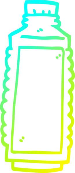 Bir insan tarafından çizilmiş karikatür su şişesinin soğuk gradyan çizgisi.