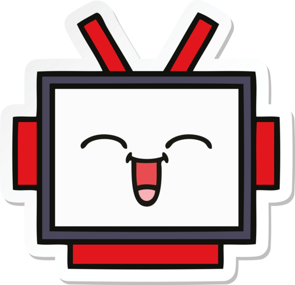 Bir insan tarafından çizilmiş şirin bir robot kafasının çıkartması.