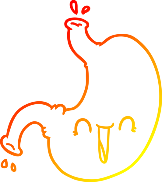 Bir insanın çizdiği mutlu midenin sıcak çizgi çizimi.