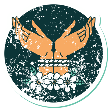 Bir insan tarafından çizilmiş, sembolik dövmeli el resmi.