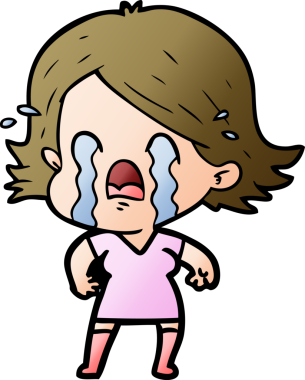 Bir insan tarafından çizilmiş ağlayan çizgi film kadını.