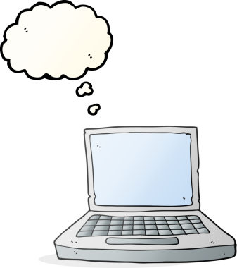 Bir insan tarafından çizilmiş serbest çizim balon dizüstü bilgisayar.