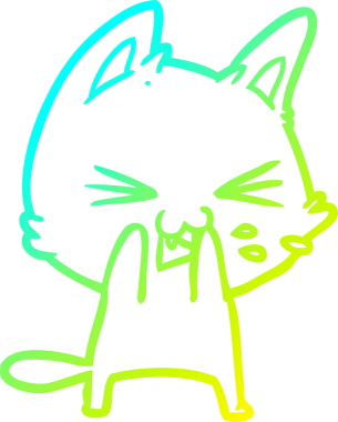 Bir insan tarafından çizilen çizgi film kedisinin soğuk gradyan çizimi