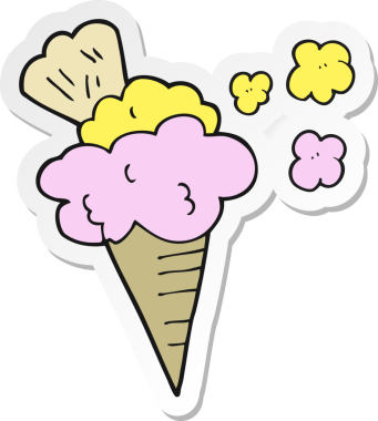 Bir insan tarafından çizilmiş karikatür dondurma etiketi.