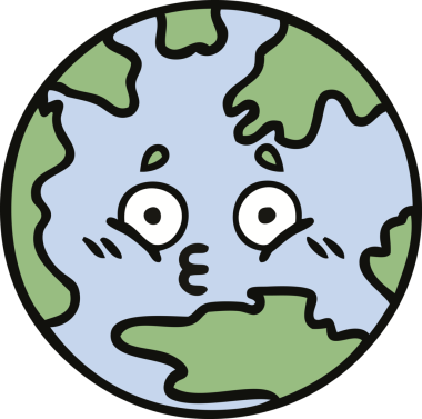 Bir insan tarafından çizilmiş şirin bir dünya karikatürü.