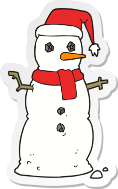 Bir insan tarafından çizilmiş bir kardan adamın çıkartması.