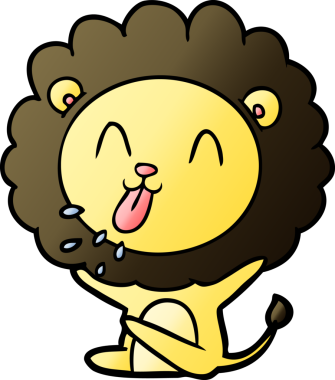 Bir insan tarafından çizilmiş mutlu çizgi film aslanı.