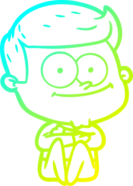 Bir insan tarafından çizilmiş mutlu bir adamın soğuk çizgi çizimi.