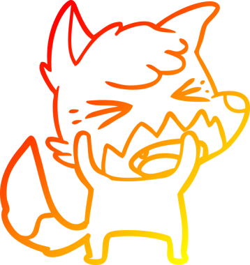 Bir insan tarafından çizilmiş kızgın bir tilkinin sıcak çizgi çizimi