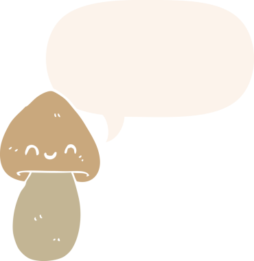 bir insan tarafından çizilmiş retro tarzı konuşma baloncuklu mantar.