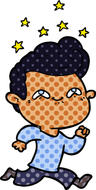 Bir insan tarafından çizilmiş heyecanlı bir çizgi film.