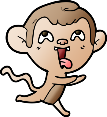 Bir insan tarafından çizilen çılgın çizgi film maymunu