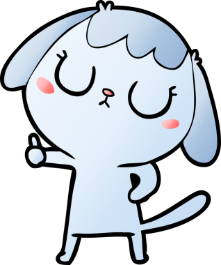 Bir insan tarafından çizilmiş şirin bir çizgi film köpeği.