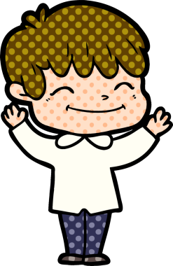 Bir insan tarafından çizilmiş mutlu çocuk çizgi filmi.