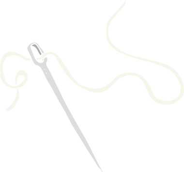 Bir insan tarafından çizilmiş iğne ve ipliğin düz renk çizimi