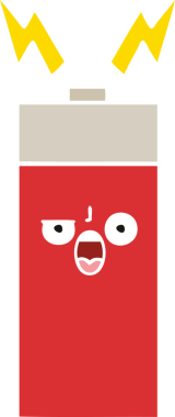 Bir insan tarafından çizilmiş düz renk retro pili.