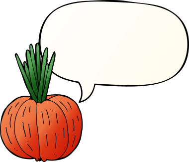 bir insan tarafından çizilmiş yumuşak eğimli konuşma baloncuklu karikatür sebzesi