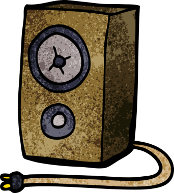 Bir insan tarafından çizilmiş eski ahşap hoparlörleri karala