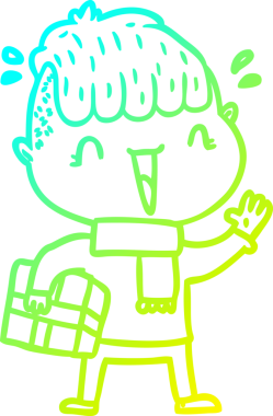 Bir çizgi filmin soğuk gradyan çizimi mutlu bir çocuğun bir insan tarafından çizilmesine şaşırdı