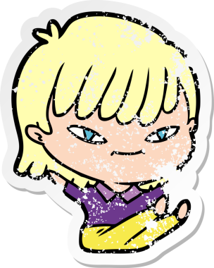 Bir insan tarafından çizilmiş karikatür bir kadının sıkıntılı çıkartması.