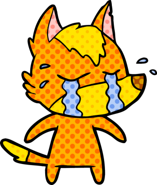 Bir insan tarafından çizilmiş üzgün küçük tilki çizgi film karakteri.