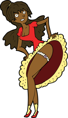 Bir insan tarafından çizilmiş flamenko dansçısı çizgi filmi.