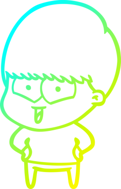 Bir çizgi film karakteri çizen soğuk çizgi bir insan tarafından çizilmiş mutlu çocuk.