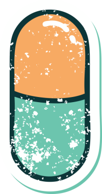 Bir insan tarafından çizilmiş bir hapın sembolik dövmeli görüntüsü