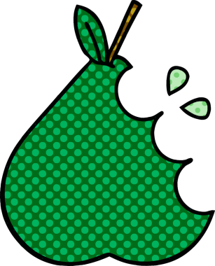 bir insan tarafından çizilmiş bir armut karikatürü.