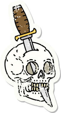 Bir insan tarafından çizilmiş geleneksel bir kafatası stili dövmesi var.