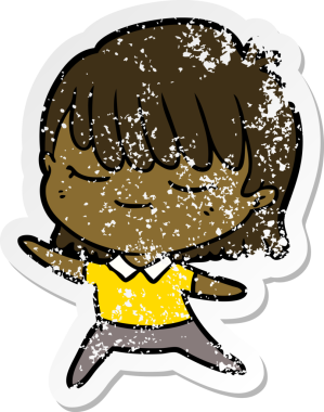 Bir insan tarafından çizilmiş karikatür bir kadının sıkıntılı çıkartması.