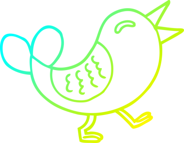 Bir insan tarafından çizilen mavi kuşun soğuk gradyan çizgisi.