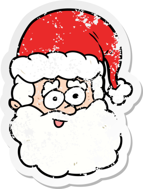 Bir insan tarafından çizilmiş karikatür Noel Baba etiketi.