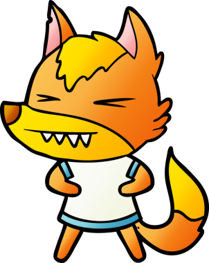 Bir insan tarafından çizilmiş tilki çizgi film karakteri