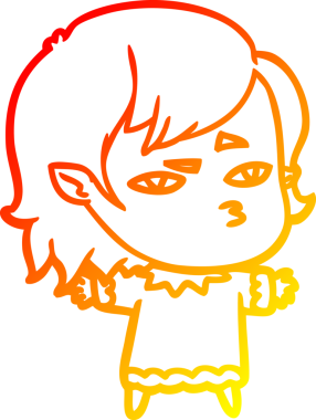 Bir insan tarafından çizilmiş bir vampir kız çizgi çizimi.