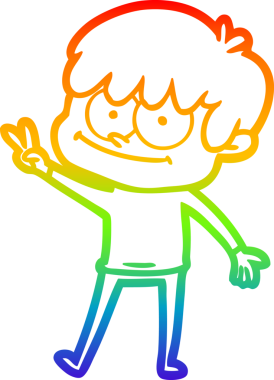 gökkuşağı gradyanı çizimi bir insan tarafından çizilmiş mutlu bir çizgi film adamı