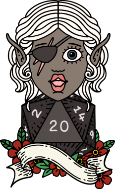 Retro Dövme Tarzı Cüce Bir insan tarafından çizilmiş 20 zar atışıyla