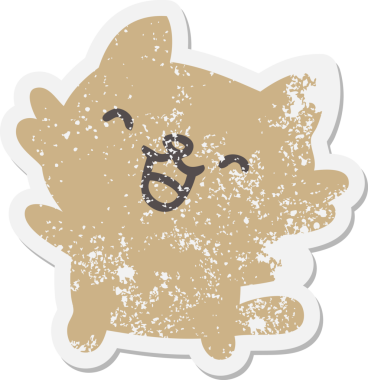 Mutlu çizgi film kedisi şarkı söyleyen bir insan tarafından çizilmiş grunge etiketi