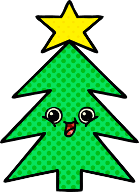 Bir insan tarafından çizilmiş bir Noel ağacının çizgi romanı.