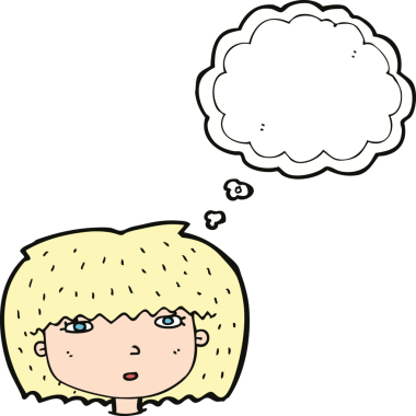 Bir insan tarafından çizilmiş düşünce baloncuklu kadın yüzü.