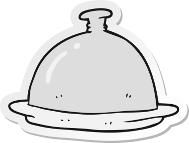 Bir insan tarafından çizilmiş bir karikatür yemek servisi çıkartması.