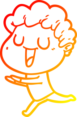 Bir insan tarafından çizilmiş gülen çizgi film karakterinin sıcak çizgi çizimi.