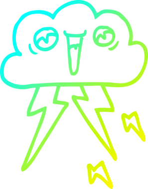 Bir insan tarafından çizilmiş bir gök gürültüsü bulutu karikatürü.