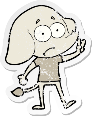 Bir insan tarafından çizilmiş belirsiz bir filin sıkıntılı çıkartması.