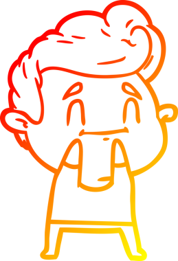 Bir insan tarafından çizilmiş mutlu bir çizgi film karakteri çizimi.